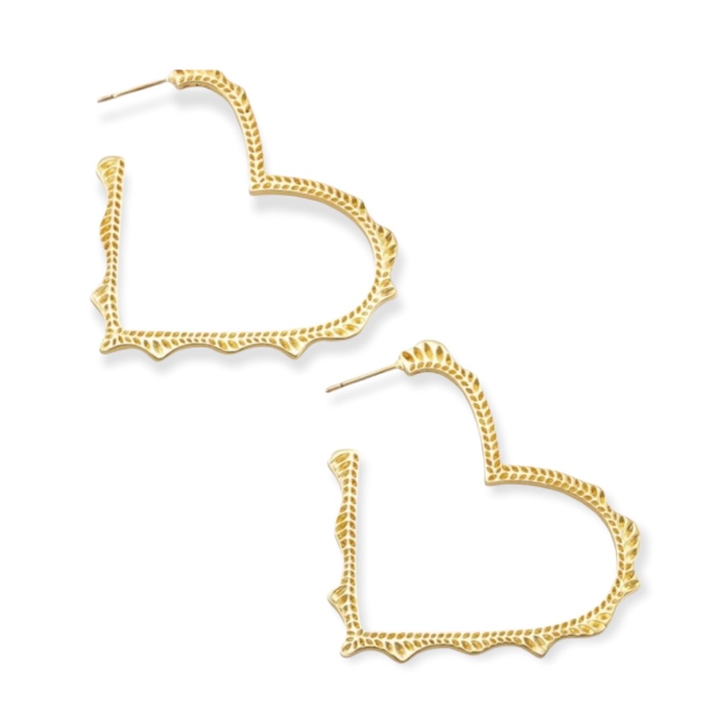 KENDRA SCOTT Sophee Heart Hoop Earrings 14K Gold Plated Stud Back - Picture 11 of 11